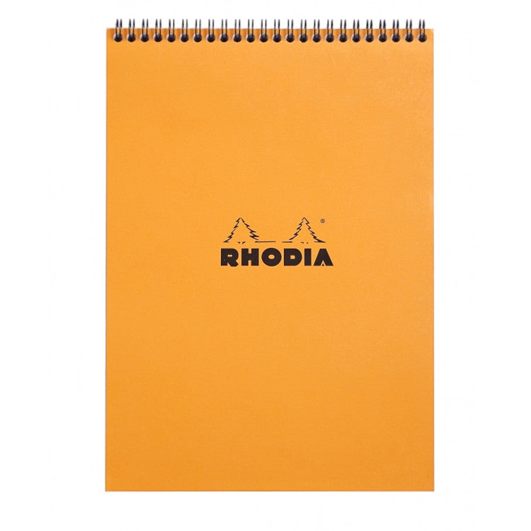 Rhodia Wirebound Notepad - Graph 80 sheets - 8 1/4 x 11 3/4 - Orange cover | Atlas Stationers.