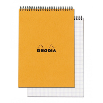 Rhodia Wirebound Notepad - Graph 80 sheets - 8 1/4 x 11 3/4 - Orange cover | Atlas Stationers.