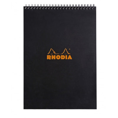 Rhodia Wirebound Notepad - Lined 80 sheets - 8 1/4 x 11 3/4 - Black cover | Atlas Stationers.