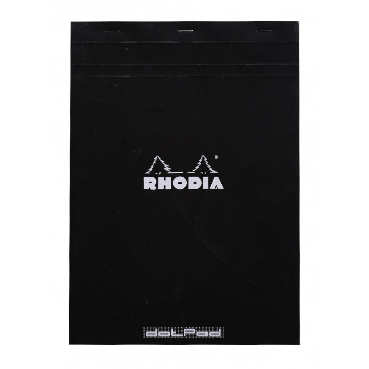 Rhodia Staplebound Notepad - Dot grid 80 sheets - 8 1/4 x 11 3/4 - Black cover | Atlas Stationers.