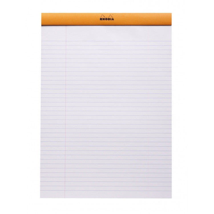 Rhodia Staplebound Notepad - Lined w/ margin 80 sheets - 8 1/4 x 11 3/4 - Orange cover | Atlas Stationers.