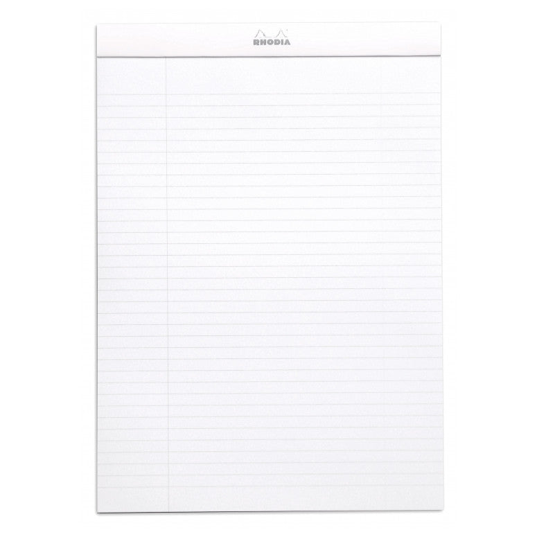 Rhodia Staplebound Notepad - Lined w/ margin 80 sheets - 8 1/4 x 11 3/4 - White cover | Atlas Stationers.