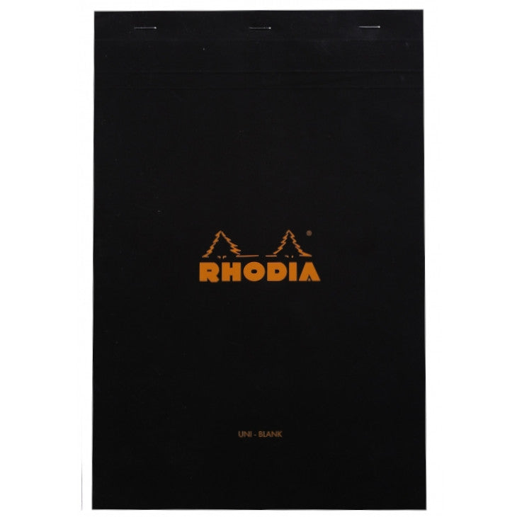 Rhodia Staplebound Notepad - Blank 80 sheets - 8 1/4 x 12 1/2 - Black cover | Atlas Stationers.