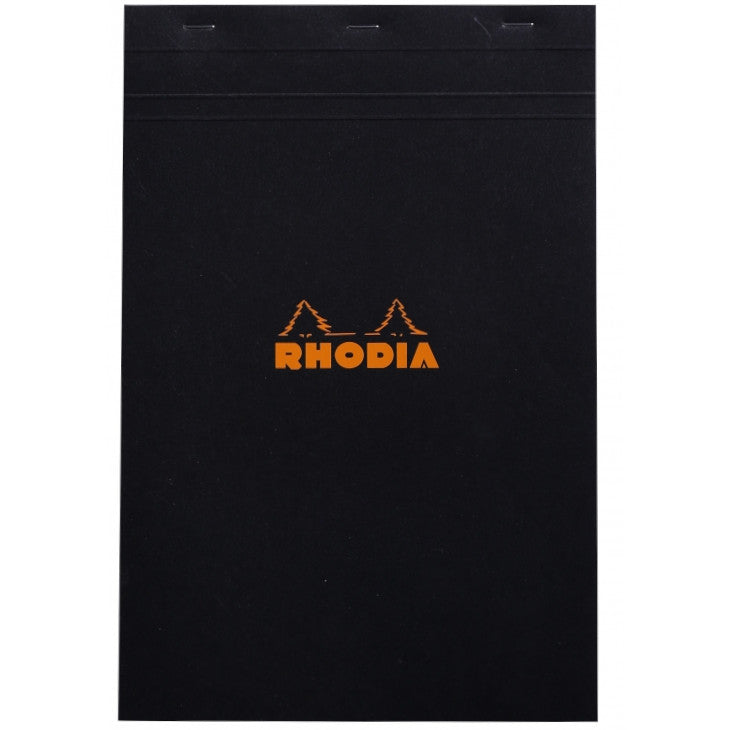 Rhodia Staplebound Notepad - Graph 80 sheets - 8 1/4 x 12 1/2 - Black cover | Atlas Stationers.