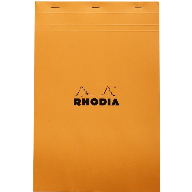 Rhodia Staplebound Notepad - Graph 80 sheets - 8 1/4 x 12 1/2 - Orange cover | Atlas Stationers.