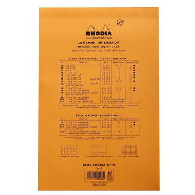 Rhodia Staplebound Notepad - Graph 80 sheets - 8 1/4 x 12 1/2 - Orange cover | Atlas Stationers.