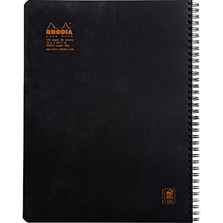 Rhodia Wirebound Notebook - Graph 80 sheets - 9 x 11 3/4 - Black cover | Atlas Stationers.