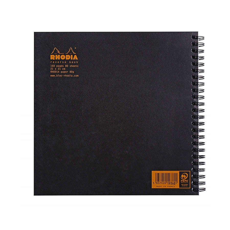 Rhodia Reverse Book - Dot 80 sheets - 8 1/4 x 8 1/4 - Black cover | Atlas Stationers.