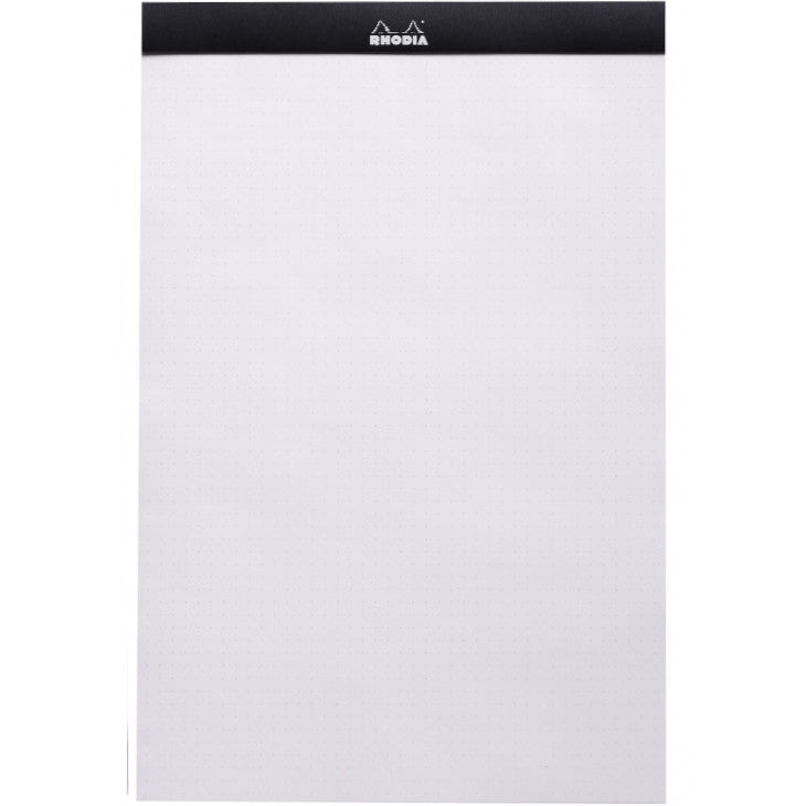 Rhodia Staplebound Notepad - Dot grid 80 sheets - 8 1/4 x 12 1/2 - Black cover | Atlas Stationers.