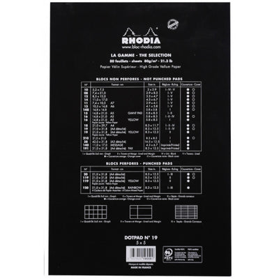 Rhodia Staplebound Notepad - Dot grid 80 sheets - 8 1/4 x 12 1/2 - Black cover | Atlas Stationers.