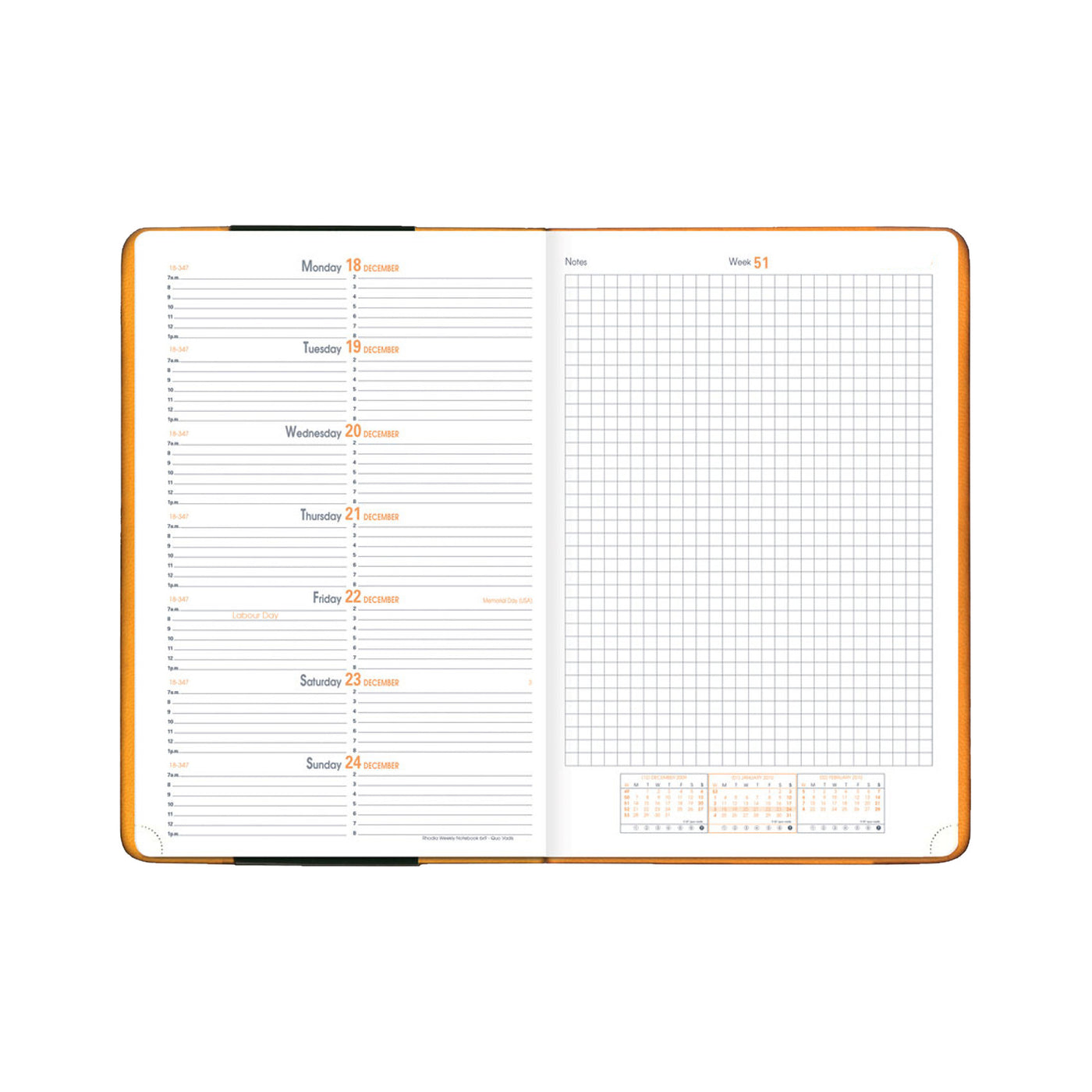 Rhodia Webplanner - Weekly Planner - 6 1/4 x 9 3/8 - Black Cover | Atlas Stationers.