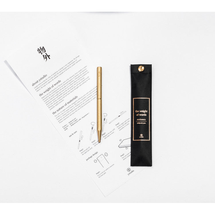 ystudio Classic Slim Ballpoint Pen - Brass | Atlas Stationers.