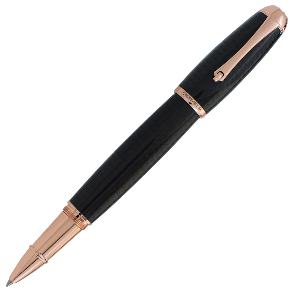 Monteverde Super Mega Rollerball Pen - Carbon Fiber w/ Rosegold | Atlas Stationers.