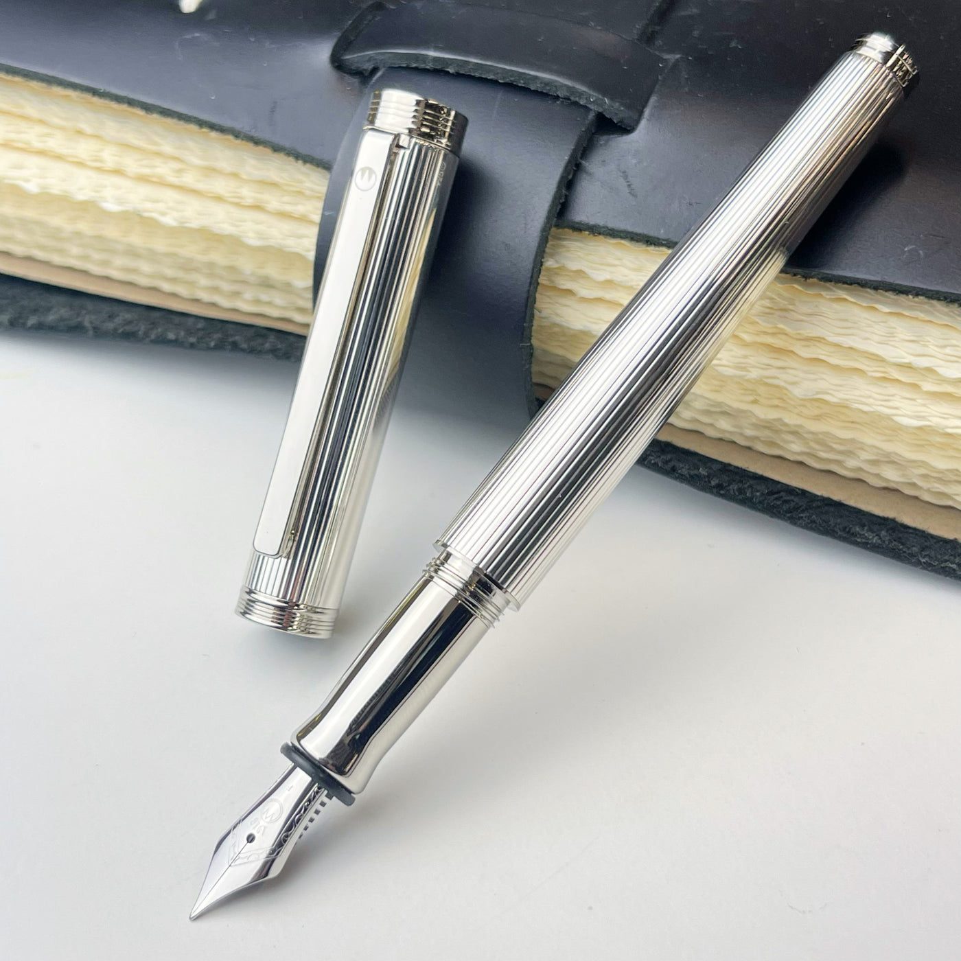 Waldmann Tapio Fountain Pen - Sterling Silver Pinstripe