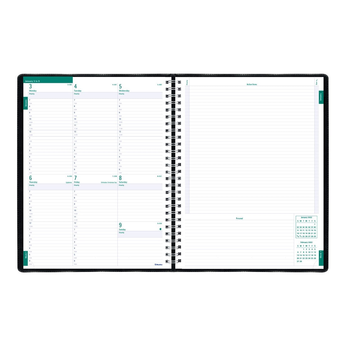 Timanager Weekly Planner - 8 1/2" x 11" - Black Cover | Atlas Stationers.