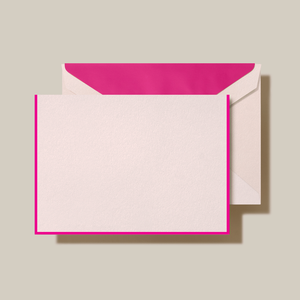 Crane Raspberry Bordered Note Stationery | Atlas Stationers.