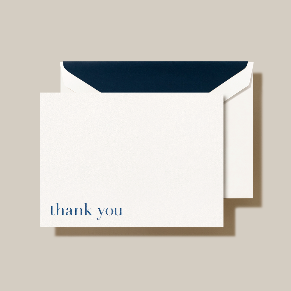 Bodoni Blue Thank You Card | Atlas Stationers.