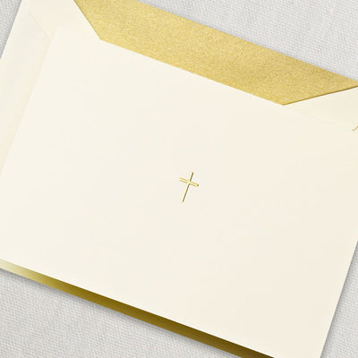 Engraved Ecru Gold Cross Note | Atlas Stationers.