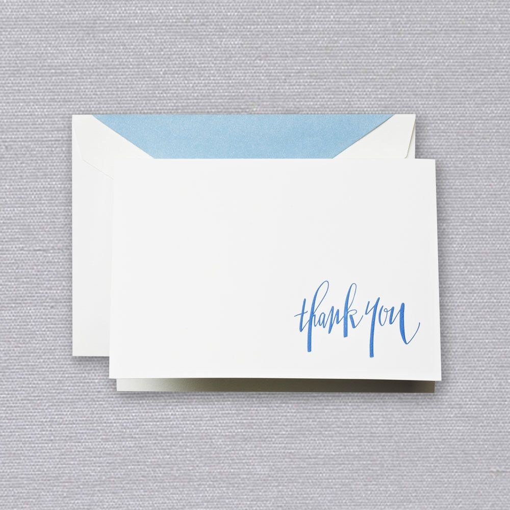 Engraved Newport Blue Thank You Note | Atlas Stationers.