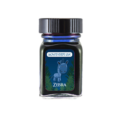 Monteverde Jungle Ink Collection - 30ml Bottled Ink - Zebra (Blue) | Atlas Stationers.