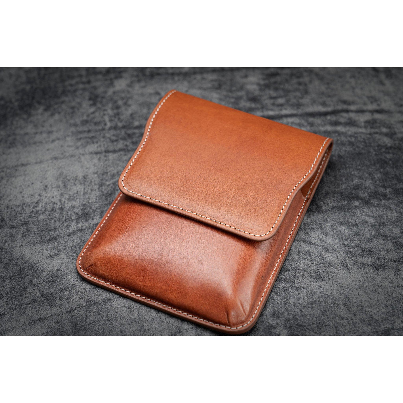 Galen Leather 5 Pen Flap Case - Brown | Atlas Stationers.