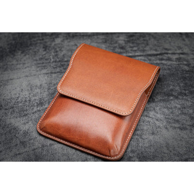 Galen Leather 5 Pen Flap Case - Brown | Atlas Stationers.