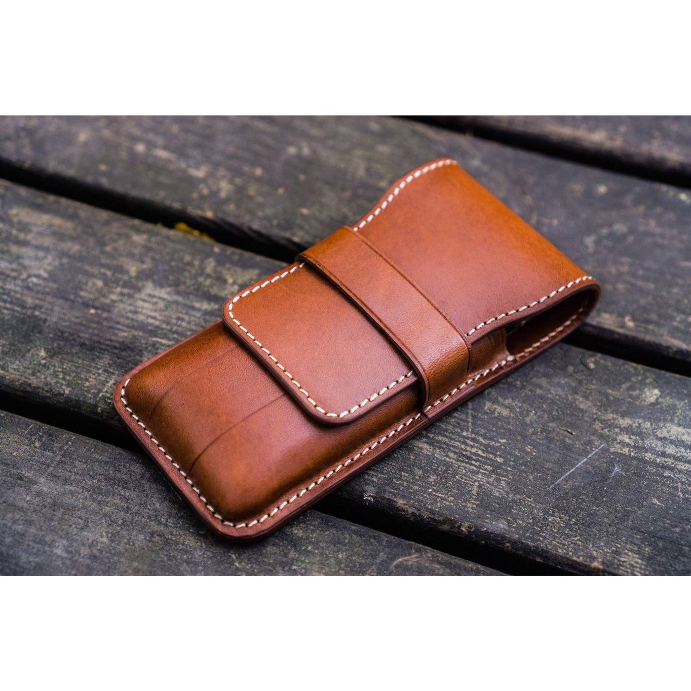 Galen Leather 3 Pen Flap Case - Brown | Atlas Stationers.