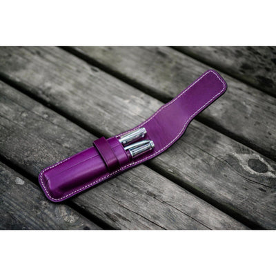 Galen Leather 2 Pen Flap Case - Purple | Atlas Stationers.