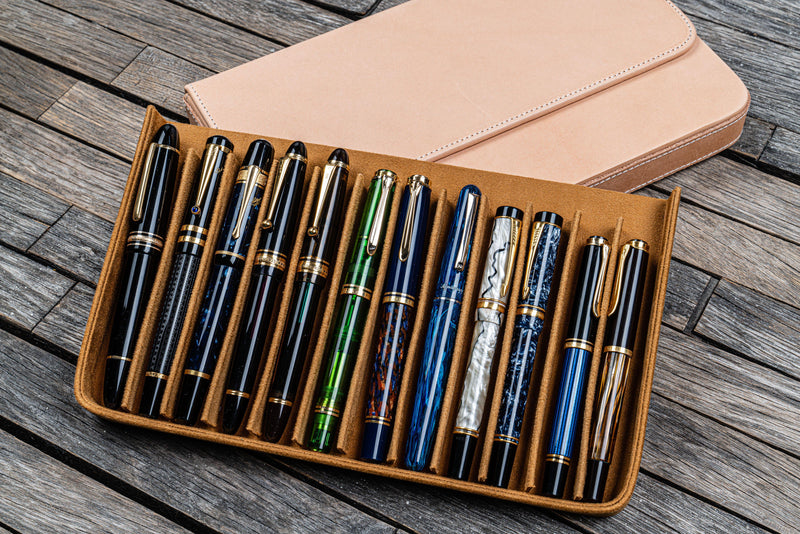 Galen Leather Magnum Opus 12 Slot Pen Case - Undyed | Atlas Stationers.