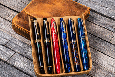 Galen Leather Magnum Opus 6 Slot Pen Case - Crazy Horse Brown | Atlas Stationers.