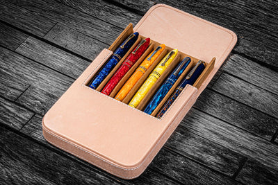 Galen Leather Magnum Opus 6 Slot Pen Case - Undyed | Atlas Stationers.