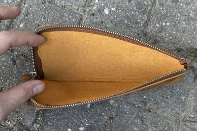 Galen Leather Slip-N-Zip 4 Slots Zippered Pen Pouch - Crazy Horse Brown | Atlas Stationers.