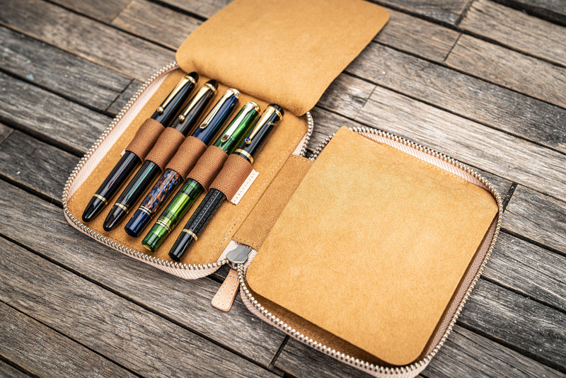 Galen Leather 10 Pen Zipper Case - Undyed | Atlas Stationers.