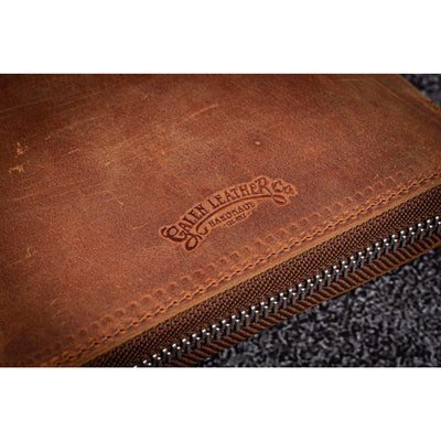 Galen Leather 20 Pen Zipper Case - Crazy Horse Brown | Atlas Stationers.