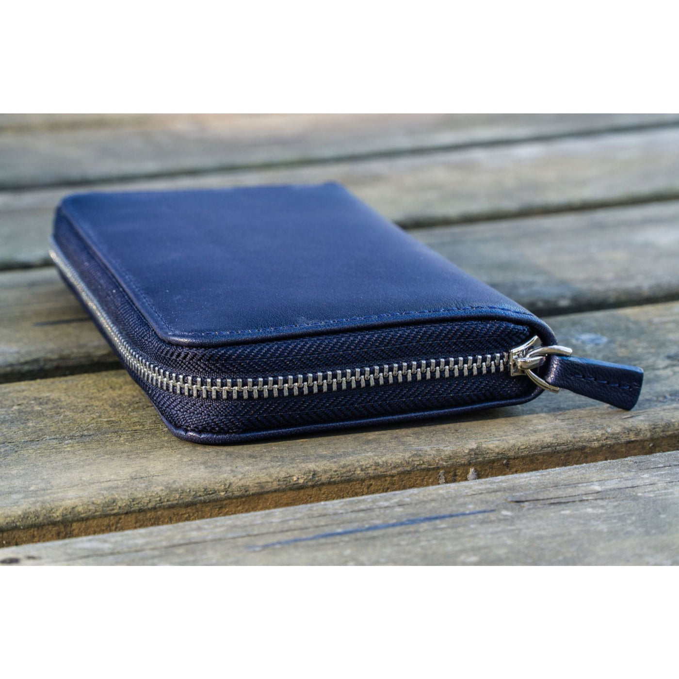 Galen Leather 3 Pen Zipper Case - Navy Blue | Atlas Stationers.