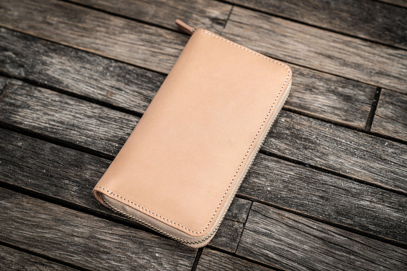 Galen Leather 3 Pen Zipper Case - Undyed | Atlas Stationers.