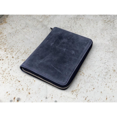 Galen Leather 5 Pen Zipper Case - Crazy Horse Navy Blue | Atlas Stationers.