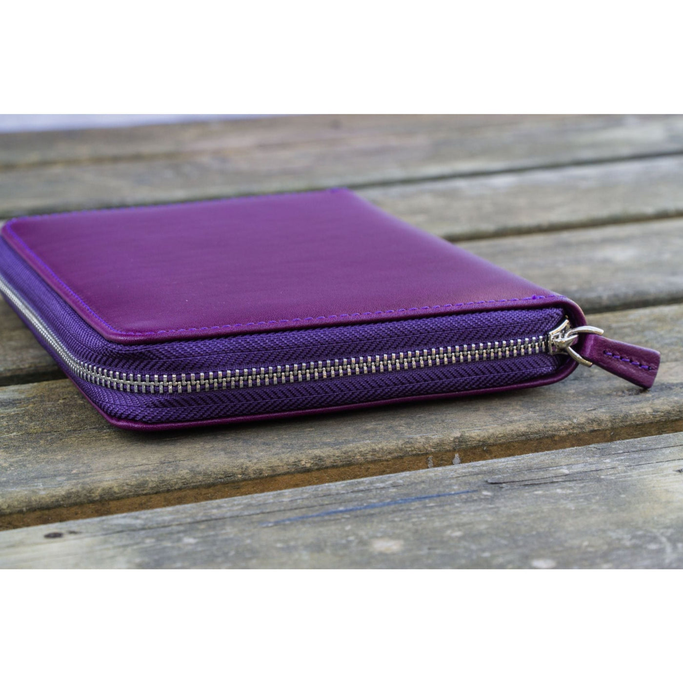 Galen Leather 5 Pen Zipper Case - Purple | Atlas Stationers.