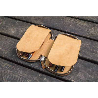 Galen Leather 6 Pen Zipper Case - Crazy Horse Brown | Atlas Stationers.