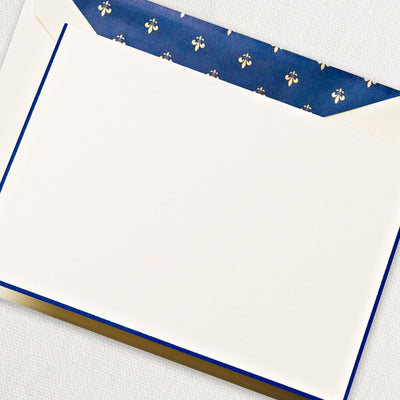 Navy Bordered Fleur de Lis Note | Atlas Stationers.