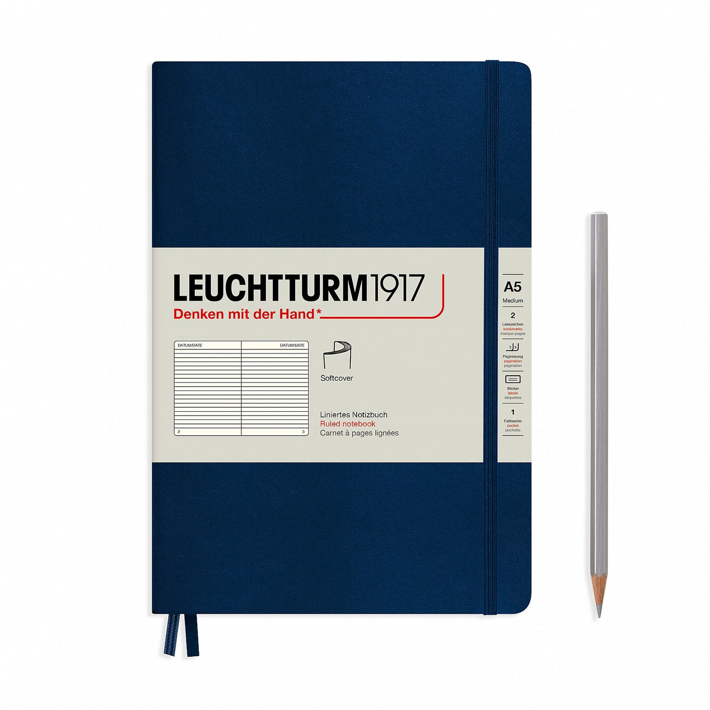 Leuchtturm A5 Softcover Notebook - Navy - Ruled | Atlas Stationers.