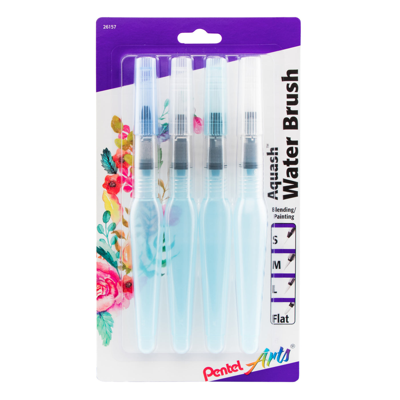 Pentel Arts Aquash Water Brush Assorted Tips. 4-Pk | Atlas Stationers.