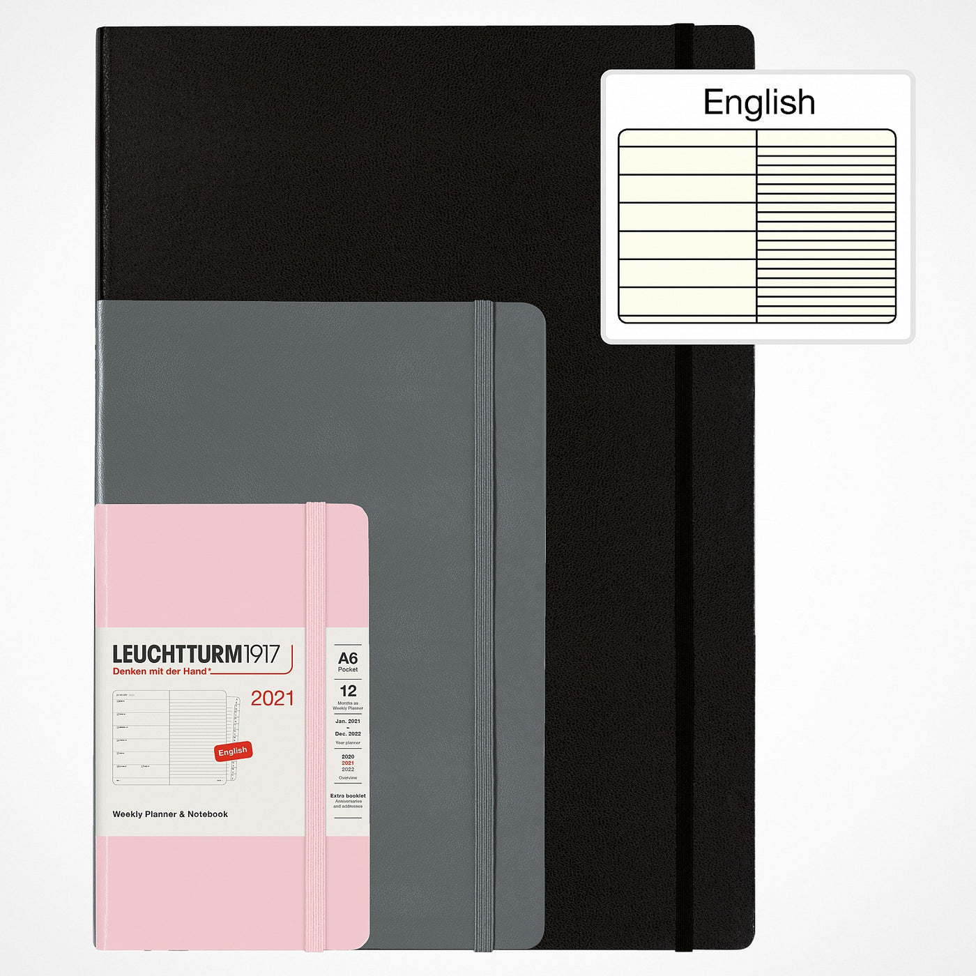 Leuchtturm Weekly Planner & Notebook - Pocket (A6) 3 1/2" x 6" - Black | Atlas Stationers.